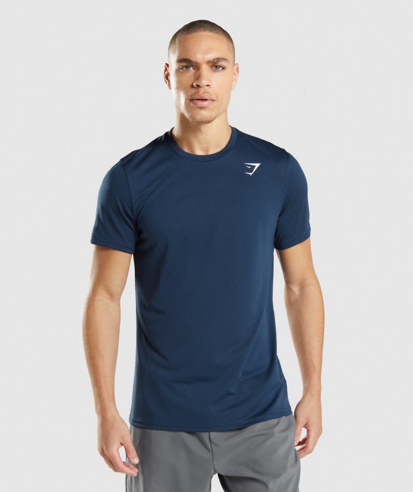 Men\'s Gymshark Arrival T-Shirts Navy | CA 81N5D6